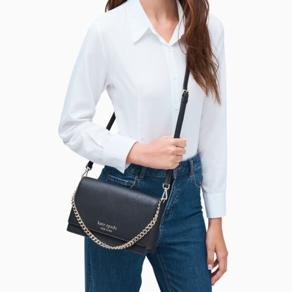 BNWT Kate Spade Black Convertible Chain Link Crossbody Bag - Picture 6 of 9